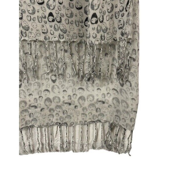 Skunkfunk Scarf Faces Fringe Lightweight Breathable Sustainable Y2K 66” Length - Picture 6 of 10